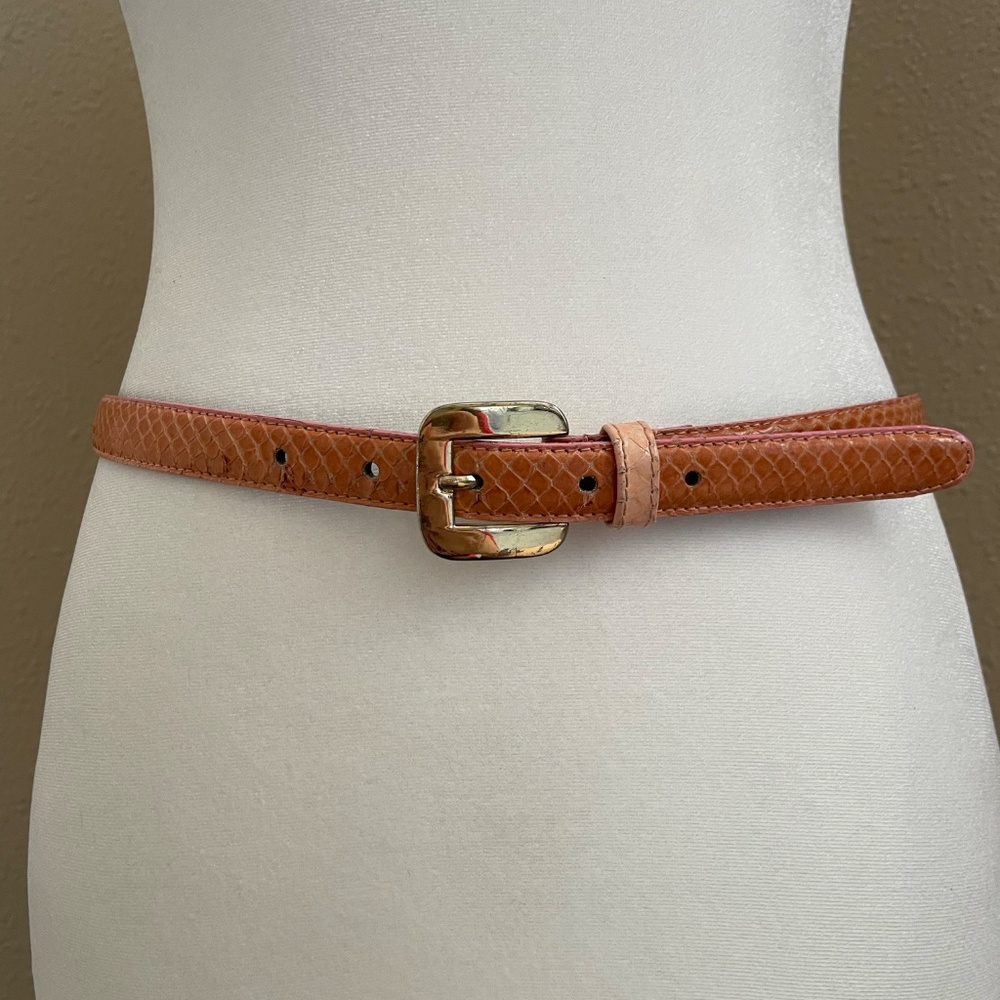 Vintage Genuine Snakeskin Orange Leather Belt